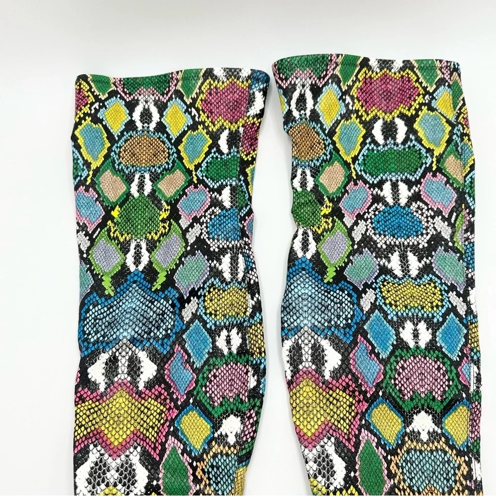 Steve Madden Vava Snakeskin OTK Over the Knee Tall Heeled Boots Multicolor